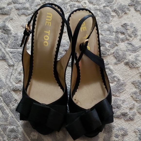 Black satin peep toe - Picture 2 of 6